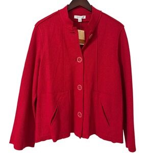 Coldwater‎ Creek Red Wool Blend Button Front Cardigan Sweater Jacket Size S NWT